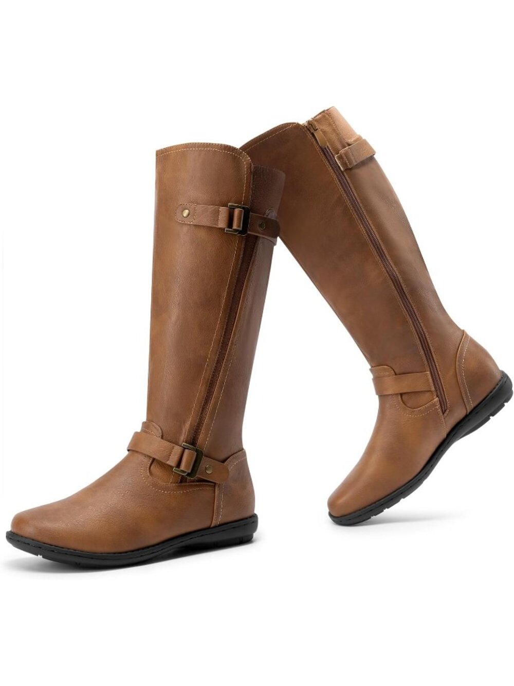 Women's Trace-Camel Comfortable Winter Wide Calf Flat Tall Knee High Fall Boots